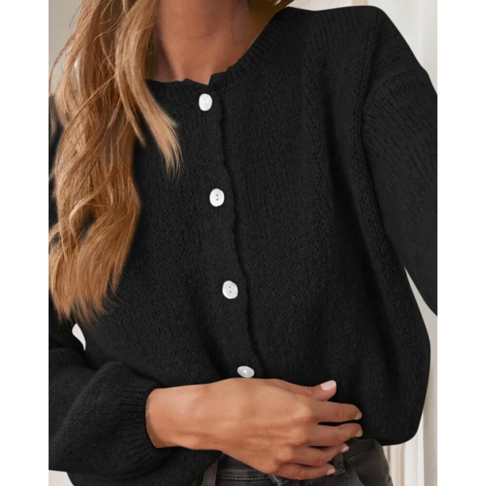 Women’s Knit Cardigan Long Sleeve Button Up Casual Outerwear - Picture 3 of 5